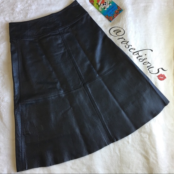 HP!🌹{H&M} 💯% Leather A-Line Knee Length Skirt - Picture 6 of 8